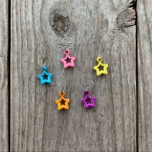 Neon star drop earrings!